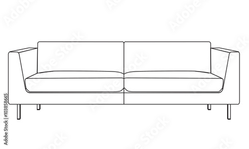 Minimal style sofa furniture with outline isolated on white background