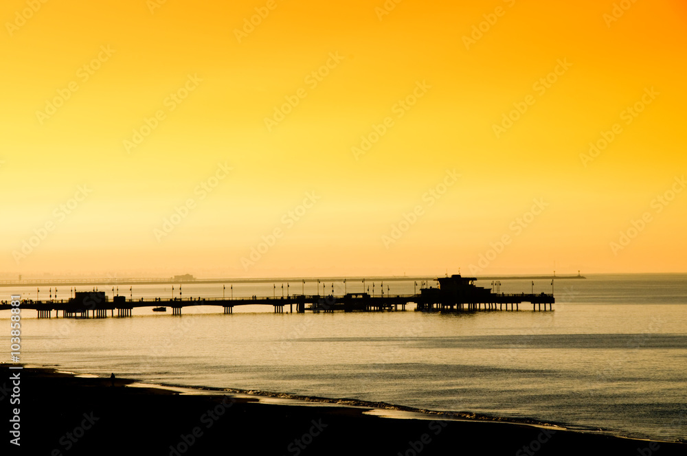 Long Beach California USA-February 21st 2016:Belmont Pier at Belmont Shore Long Beach California USA