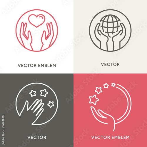 Vector charity and volunteer concepts and logo design elements i