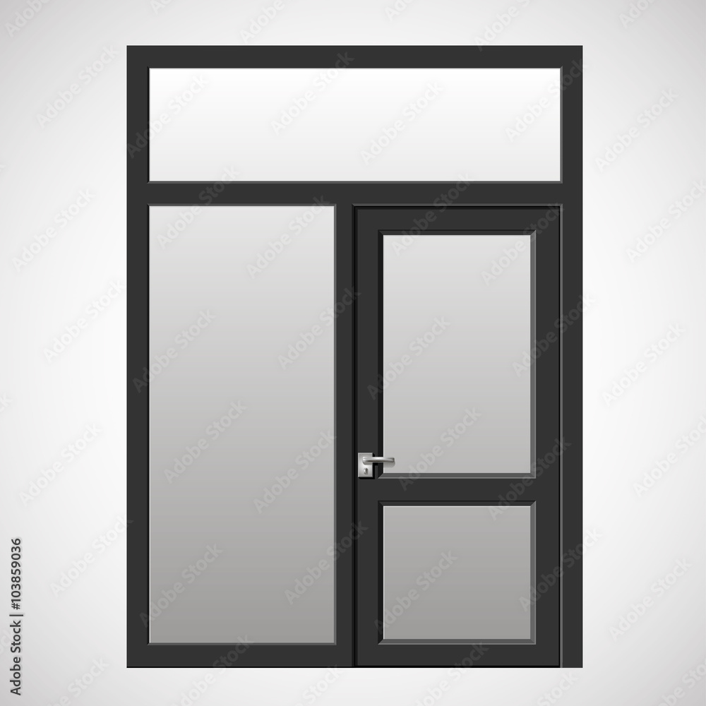 Double doors open onto a terrace or balcony in vector graphics Double doors open onto a terrace or balcony in vector graphics