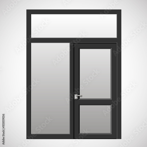 Double doors open onto a terrace or balcony in vector graphics