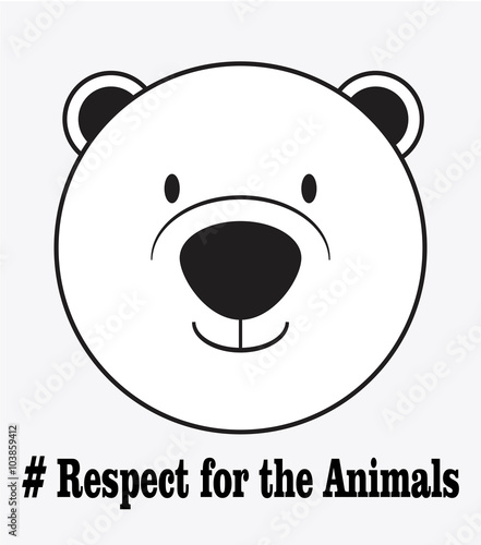 respect for the animals, head in white color background