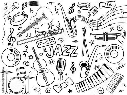 Jazz colorless set vector 