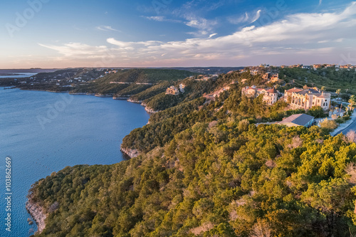 Luxury houses on the coast of Lake Travis in Austin,  Texas