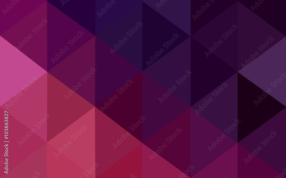 Dark pink polygonal design pattern, which consist of triangles and gradient in origami style.