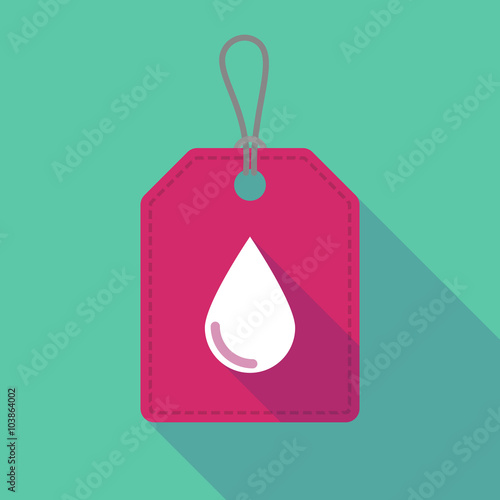 Long shadow label icon with a blood drop