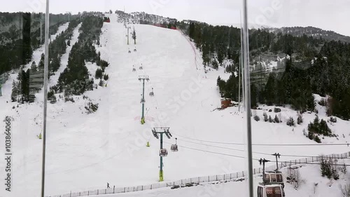 Ski slope in Andorra in winter photo