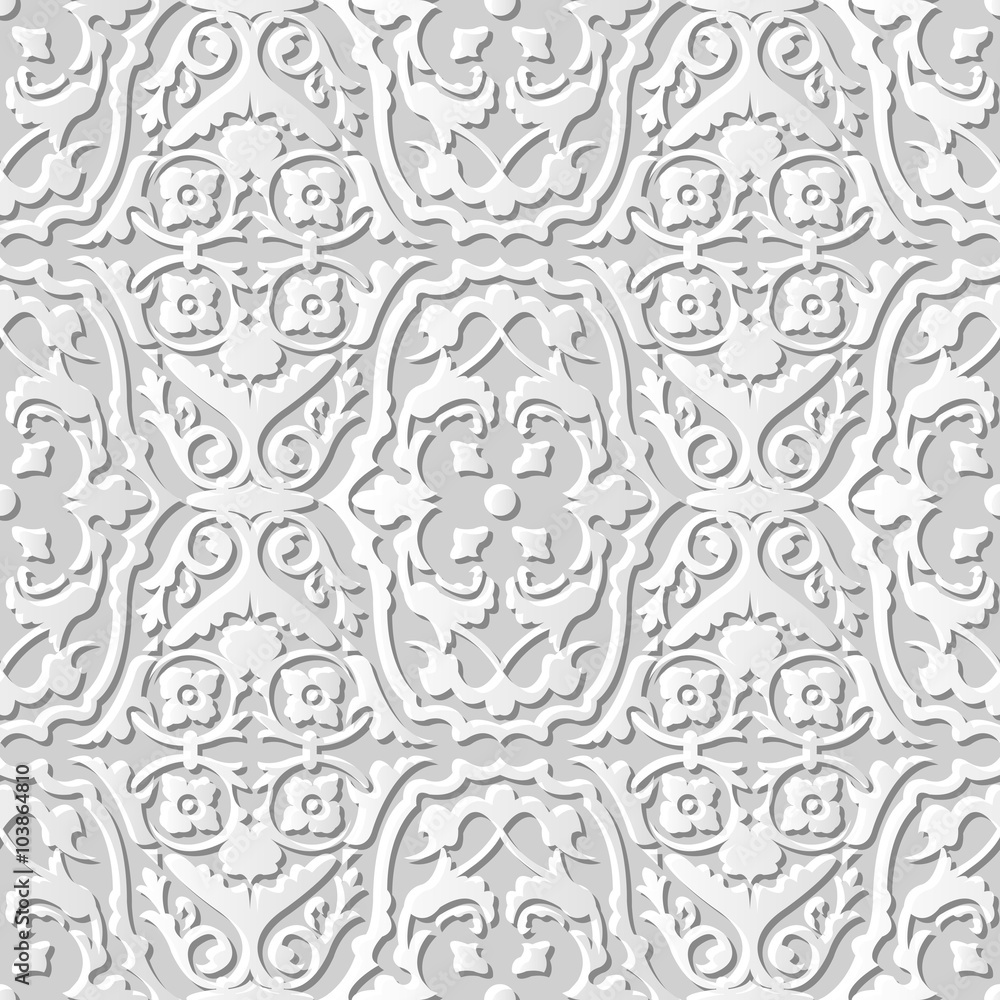 Vector damask seamless 3D paper art pattern background 206 Flower Vine Spiral
Vector damask seamless 3D paper art pattern background 206 Flower Vine Spiral