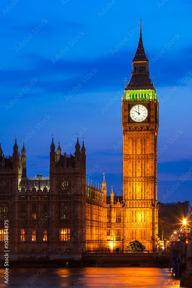 Big Ben Clock Tower and Houses of Parliament at city of westmins