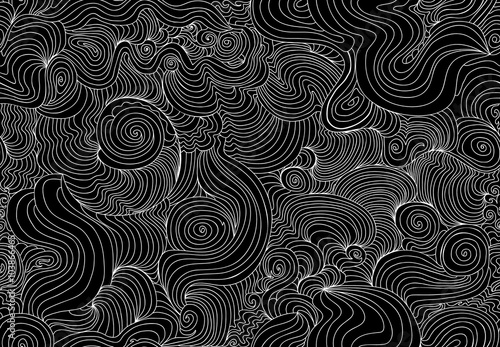 Beautiful abstract wavy seamless texture with white curling lines. Vector. You can use any color of background