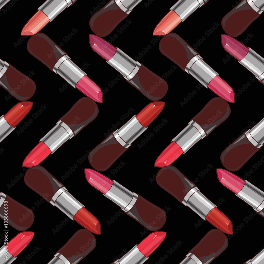 Obraz premium Seamless pattern with lipsticks. Vector illustration.