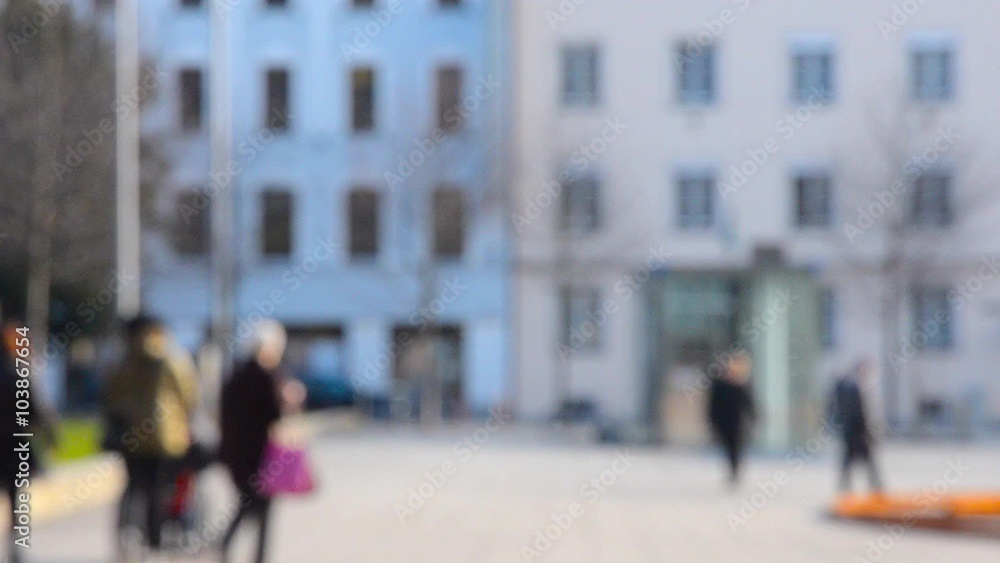Pedestrians on a square in Linz Austria Pedestrians on a square in Linz Austria