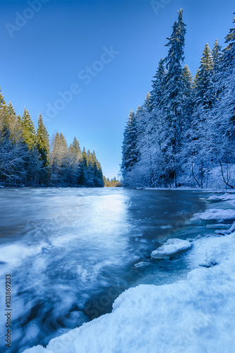 Winter river with forest © sokko_natalia