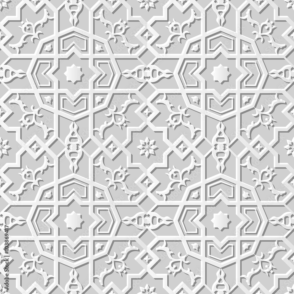 Vector damask seamless 3D paper art pattern background 214 Octagon Cross Star Flower
Vector damask seamless 3D paper art pattern background 214 Octagon Cross Star Flower