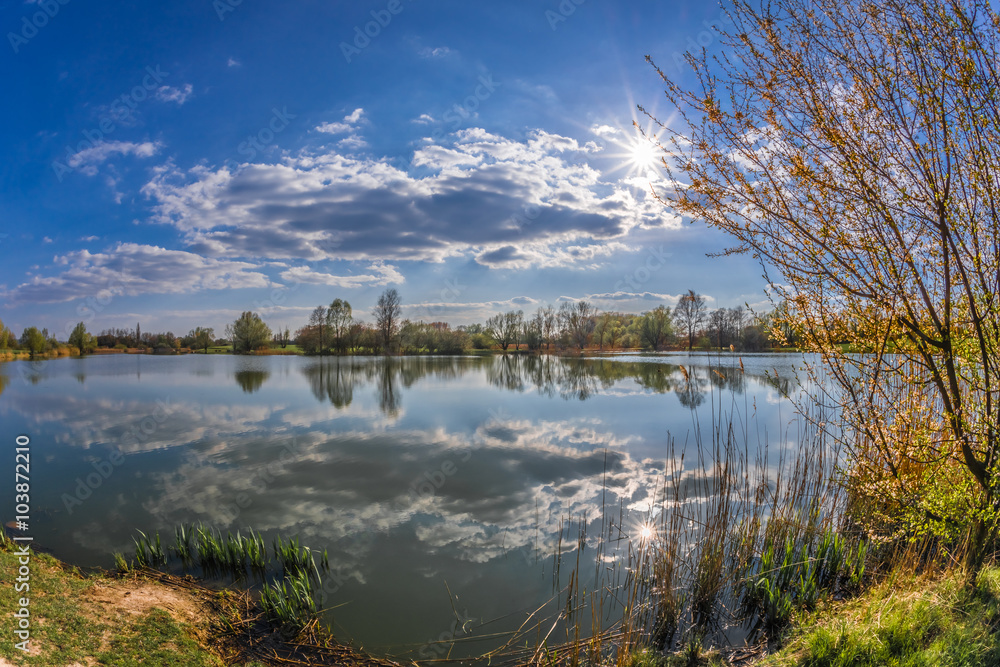 Fototapeta premium Frühling am Mühlensee in Vehlefanz