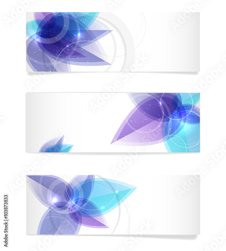 Paper banners with abstract shiny motive and copy space