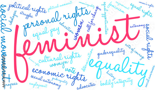 Feminist Word Cloud on a white background. 