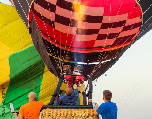 Colorful hot air balloon early in the morning