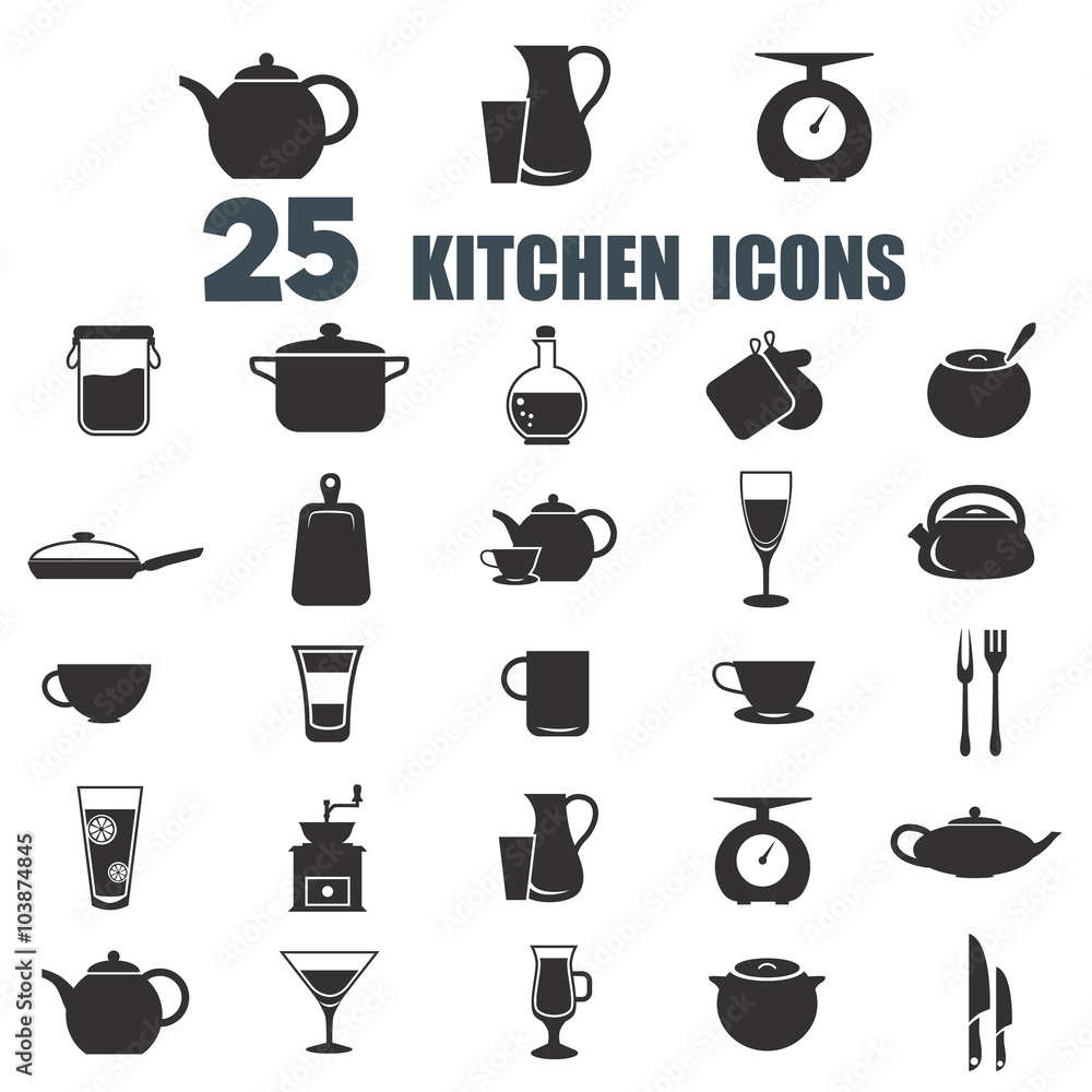 Set of twenty five kitchen icons