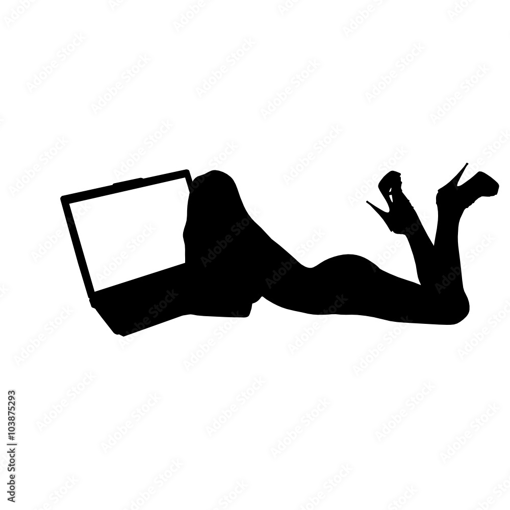 woman front of laptop illustration woman front of laptop illustration