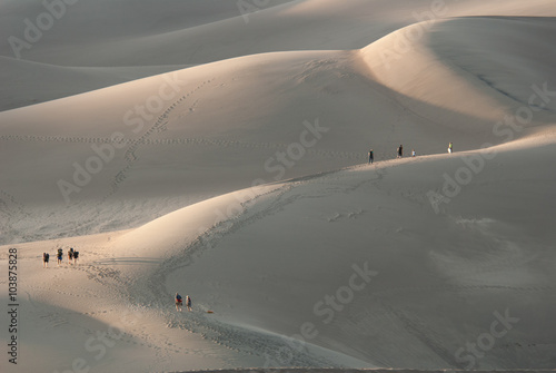 Hikers at The Great Sand Dunes National Park, Colorado, USA