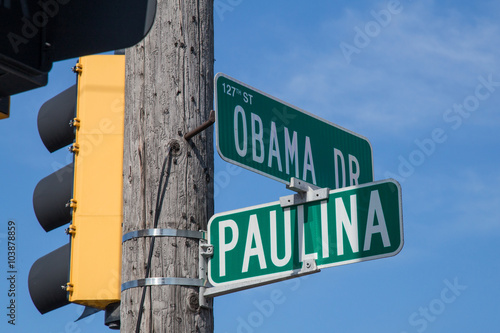 Intersection of Obama Drive and Paulina Street in Calumet Park,  Illinois photo