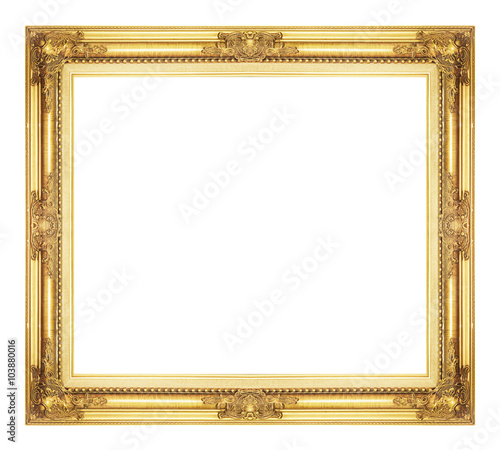 antique golden frame isolated on white background, clipping path