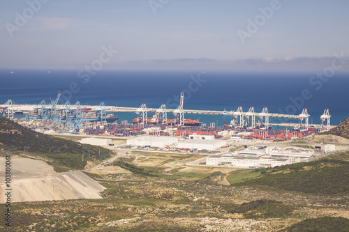 Obraz na płótnie TANGIER, MOROCCO-MAY 5,2013: New passenger terminals in Port of w salonie