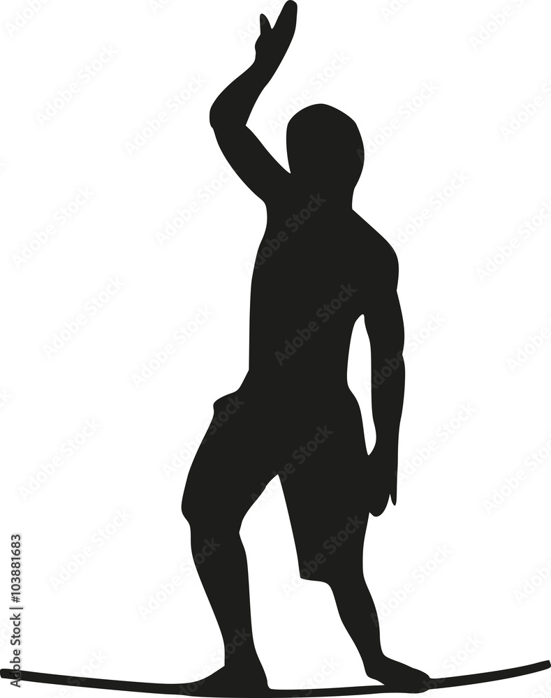 Slackline wire walker silhouette Slackline wire walker silhouette