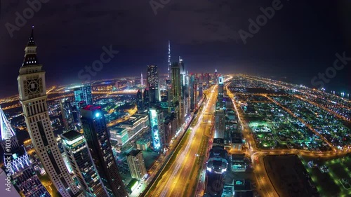Wallpaper Mural night light dubai city main traffic road roof top panorama 4k time lapse uae
 Torontodigital.ca