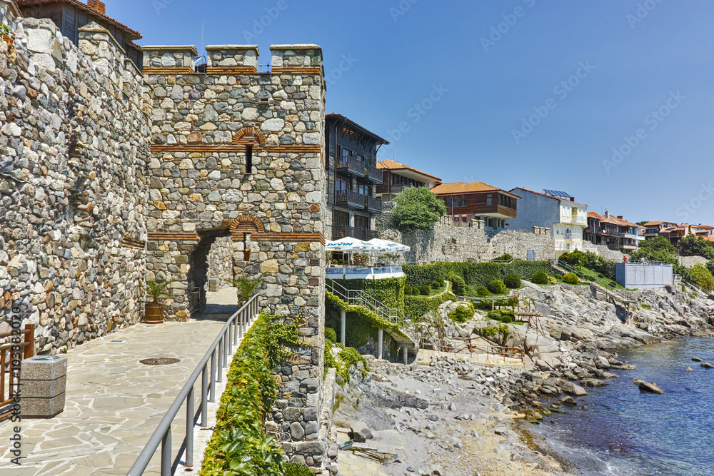 ancient fortifications and  embankment  of Sozopol, Burgas Region, Bulgaria