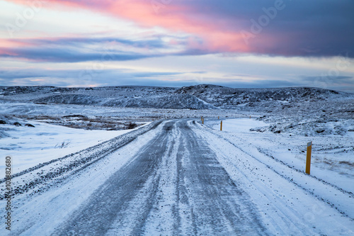 Gravel road in winter