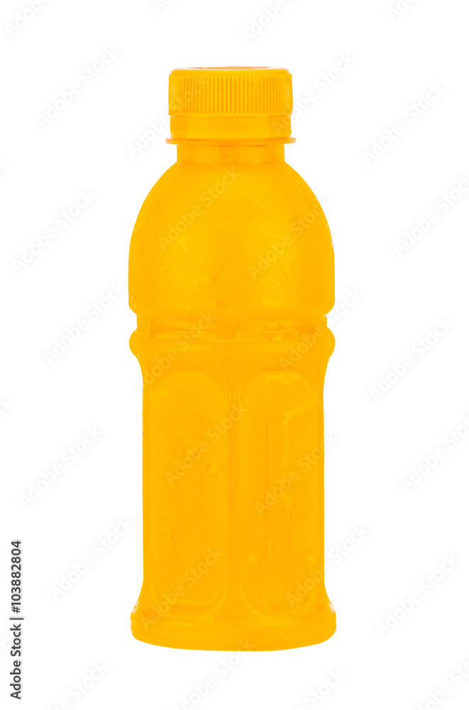 Orange juice bottle isolated