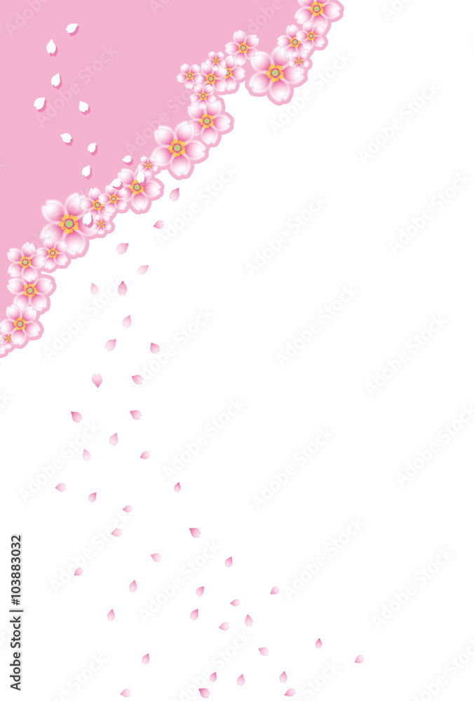 桜（はがきテンプレート,縦書き,左上に桜を配置）
