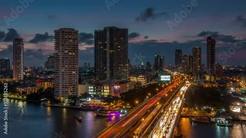 Wallpaper Mural sunset bangkok city traffic street river roof top panorama 4k time lapse thailand
 Torontodigital.ca