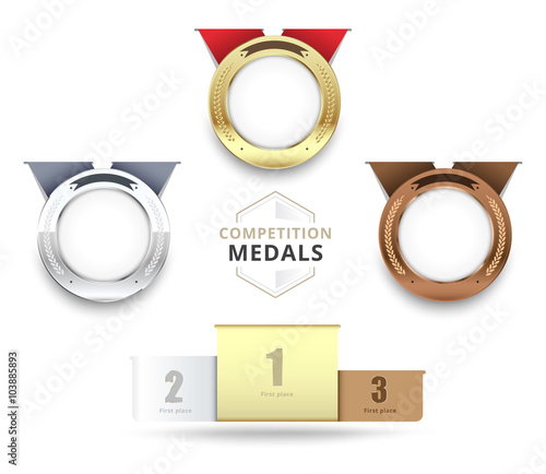 Set of gold, silver and bronze medals.vector