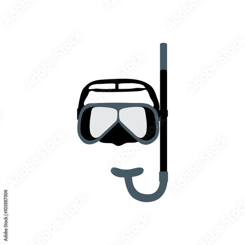 Stylized icon of a colored mask and tube for a scuba diving on a