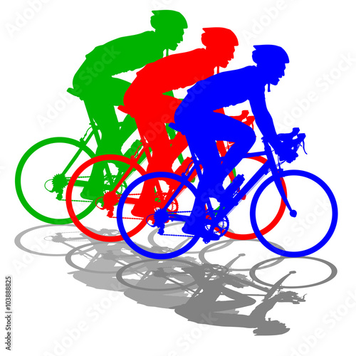Fototapeta Naklejka Na Ścianę i Meble -  Silhouette of a cyclist male.  vector illustration.