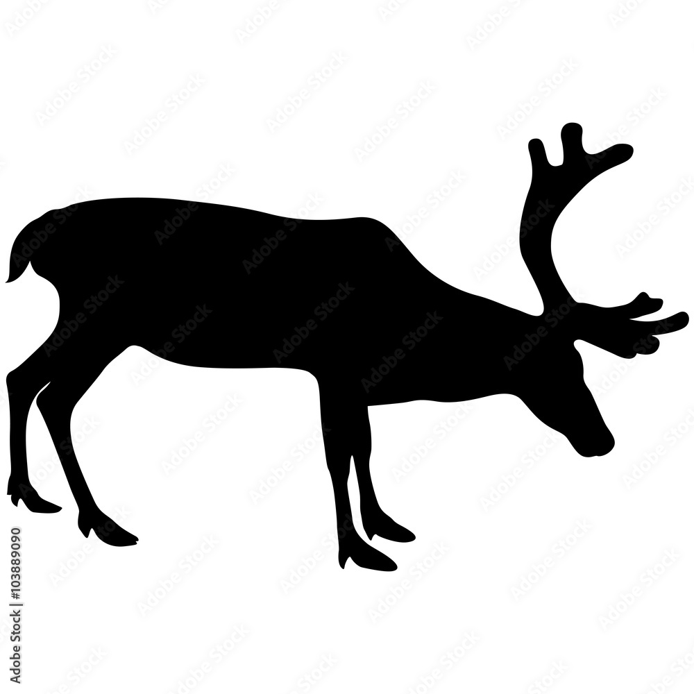 Silhouette deer with great antler on white background. Vector il Silhouette deer with great antler on white background. Vector il