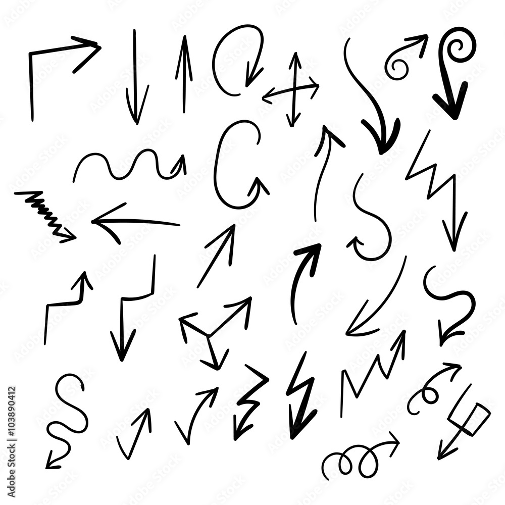 Arrows Hand Drawn Set Isolated Arrows Hand Drawn Set Isolated