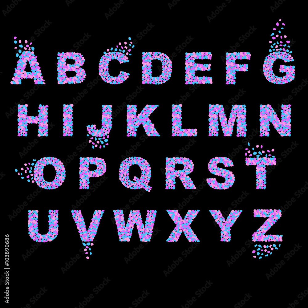 Cute colorful beautiful font. English alphabet. Splash design Stock ...