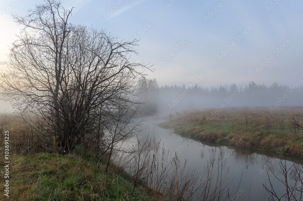 Spring landscape with river Spring landscape with river