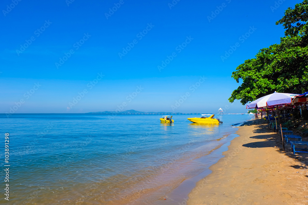 Landscape Pattaya beach thailand  with clear sky