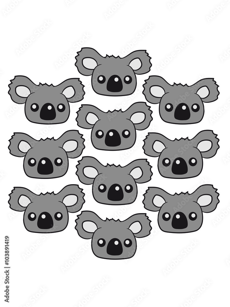 sweet little cute koala head face pattern design