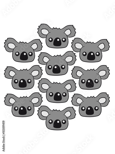 Canvas Print sweet little cute koala head face pattern design