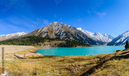 Big Almaty lake is a highland reservoir and natural landmark in Almaty, Kazakhstan. photo