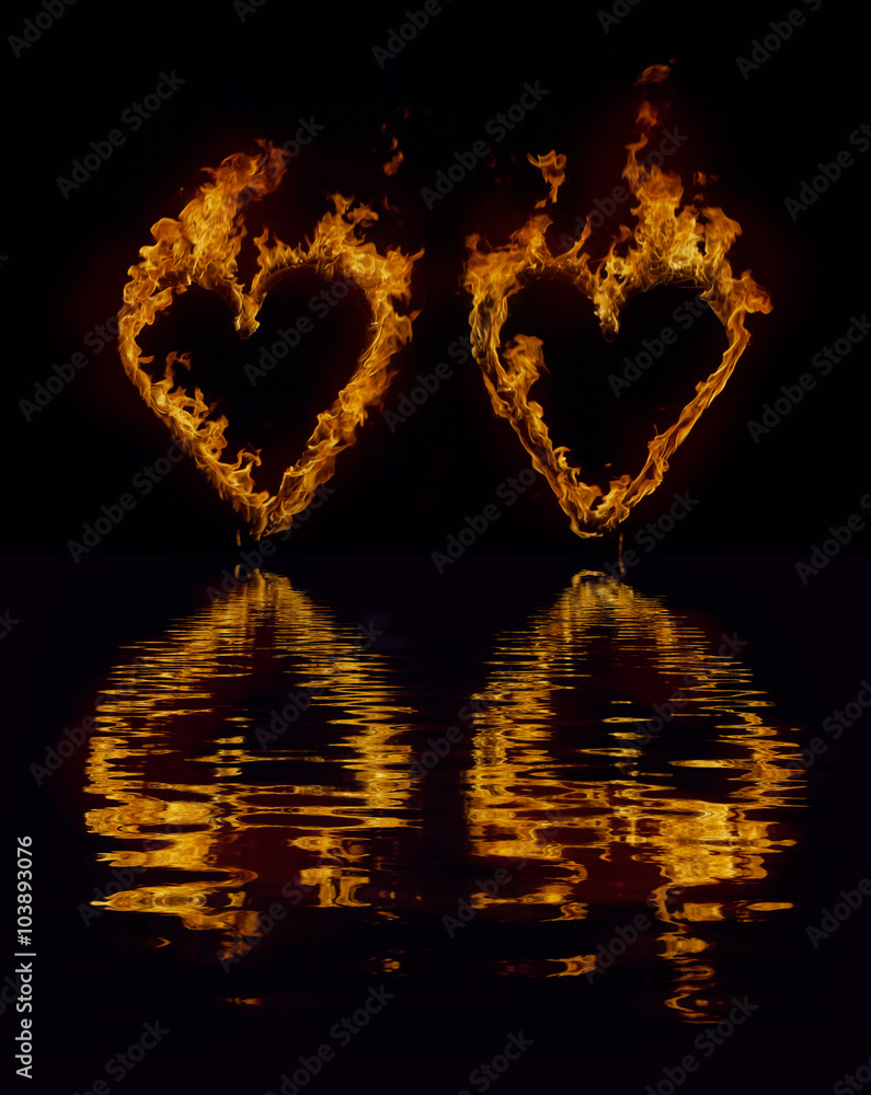 miłość - ogniste serca - obrazy, fototapety, plakaty 