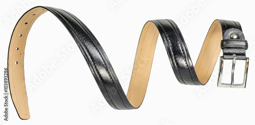 фотографія Black leather men's belt in form of spiral