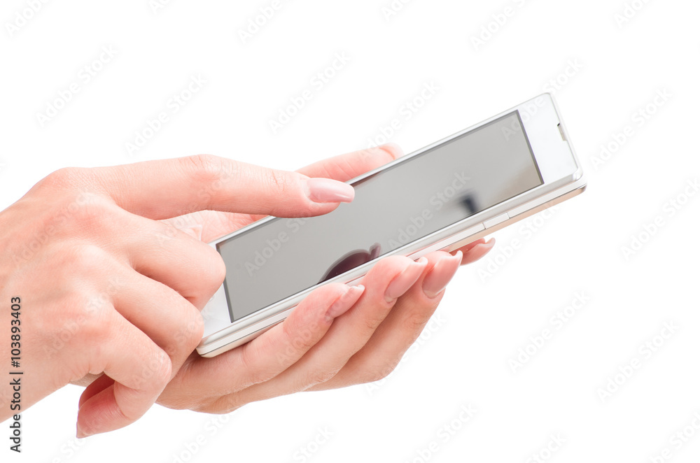 Hand holding big touchscreen smart phone Hand holding big touchscreen smart phone