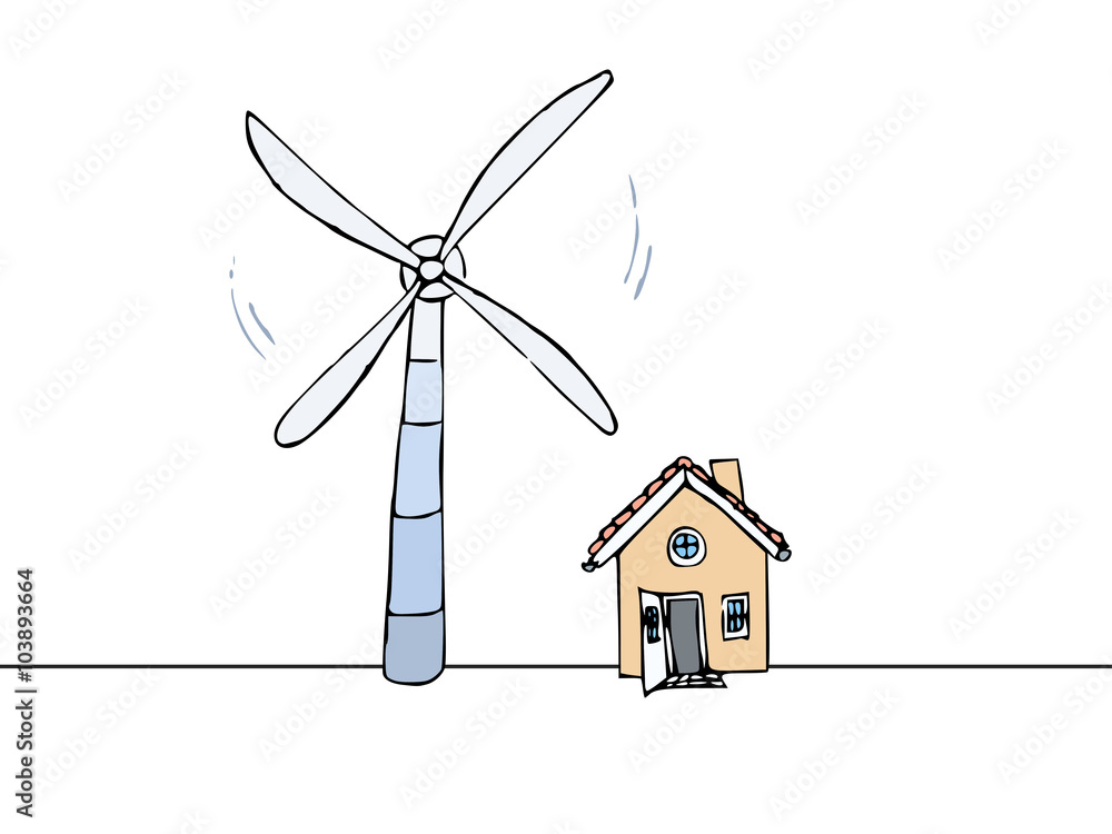 Windmolen en huis